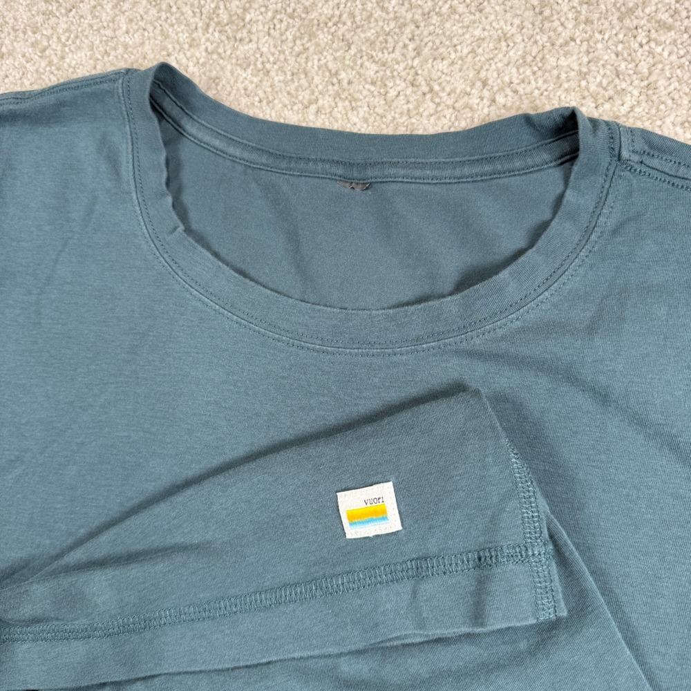Vuori Tuvalu Tee Mens XL Blue Green Pima Cotton Lyocell Stretch T-Shirt V101